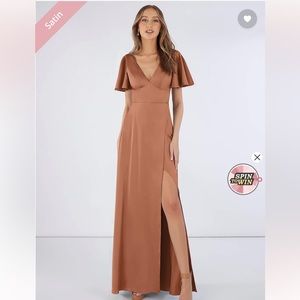 Azazie Lani Stretch Satin Bronzer Bridesmaid Dress
